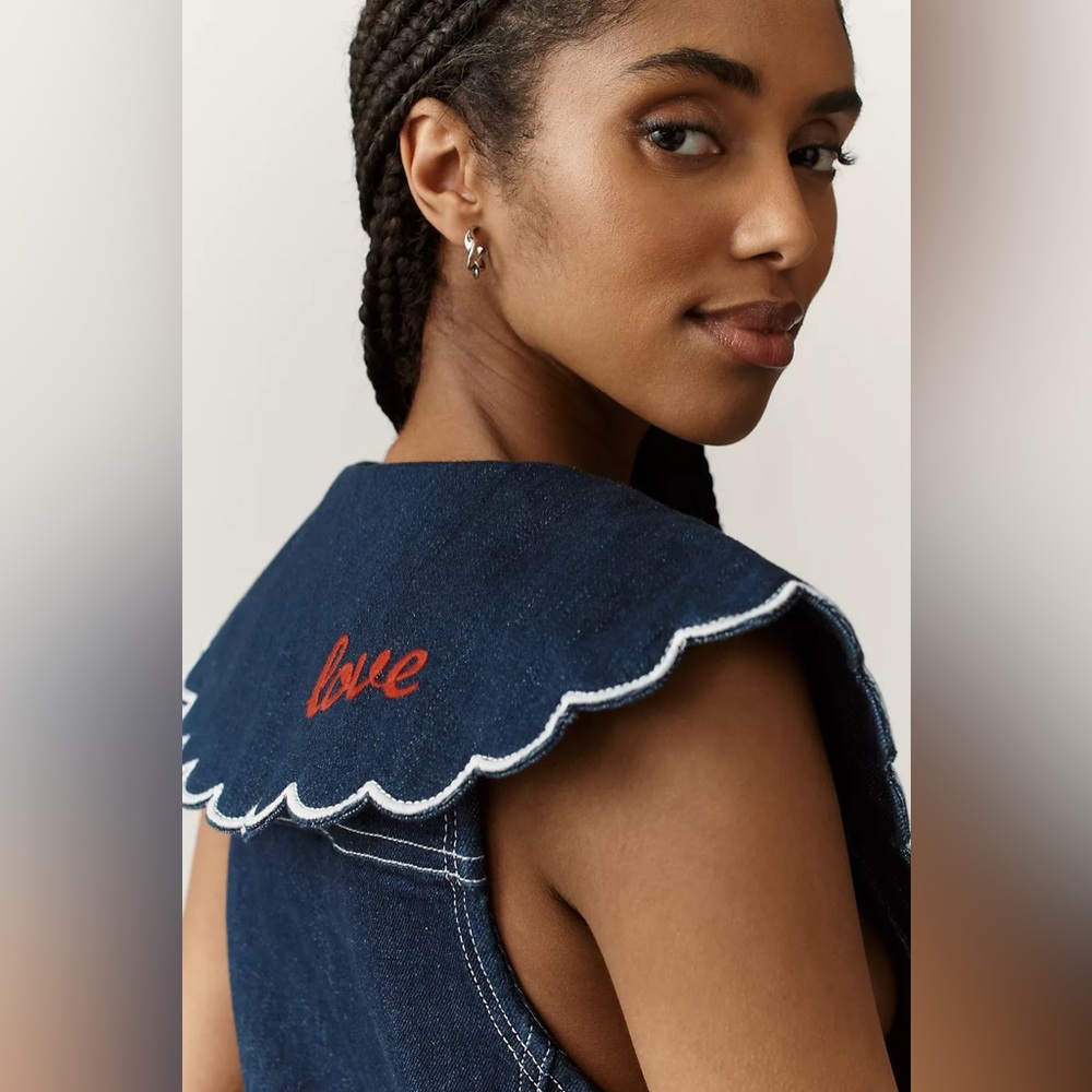 NWT! Anthropologie Pilcro Scalloped Denim Buttondown Dress - Size 2X 👝 - Picture 5 of 11